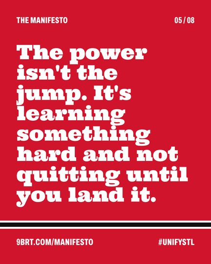 Slide 5: The power isn't the jump. It's learning something hard and not quitting until you land it.